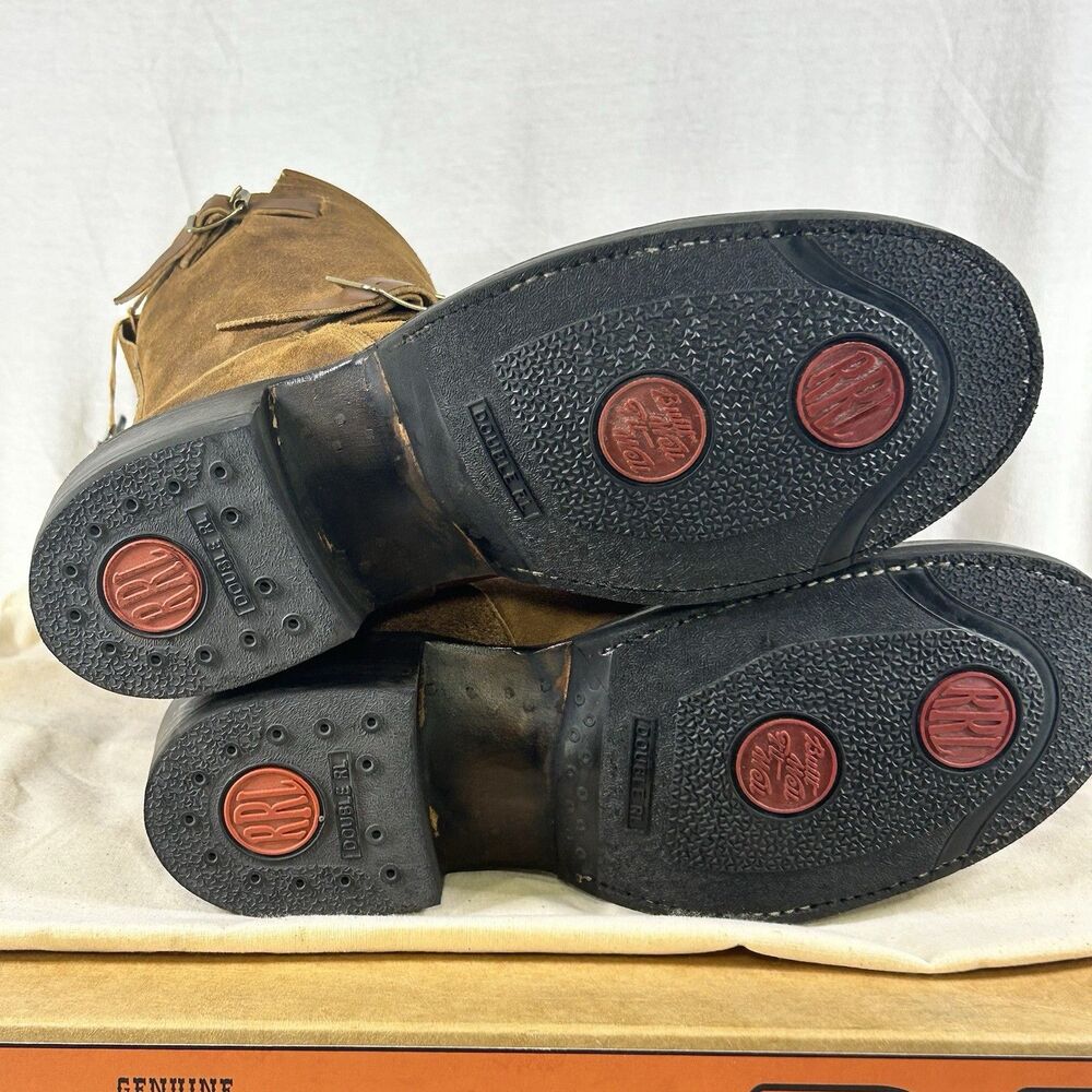 Double RL Miller Cowboy Boots Mens 7.5D Brown Suede Roughout Ralph Lauren RRL - Picture 6 of 14